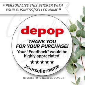 Depop - Thank You For Your Purchase! 2" (inches) Round Stickers [GD158-96]